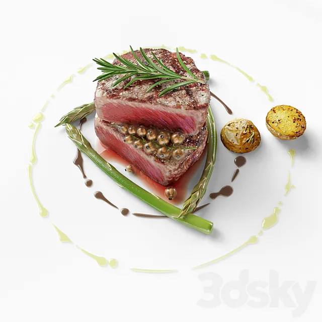 Grilled beef tenderloin 3D Model