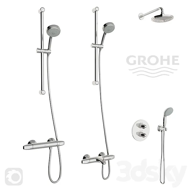 Grohe Grohtherm 1000 Thermostat Set 3D Model