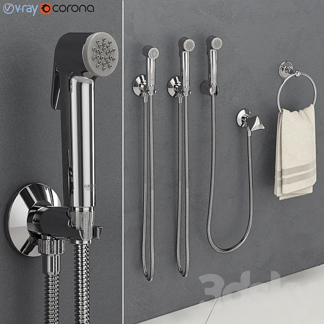 GROHE Tempesta-F Hygienic Shower Head Trigger Spray 30. Sena Trigger Spray 35 3DModel