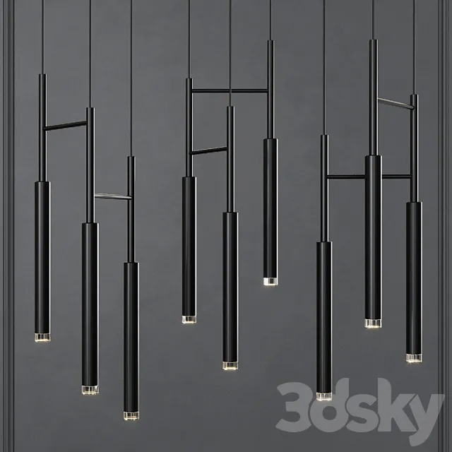 Grok CANDLE Triplex LED Pendant Black 3DModel Grok CANDLE Triplex LED Pendant Black 3DModel