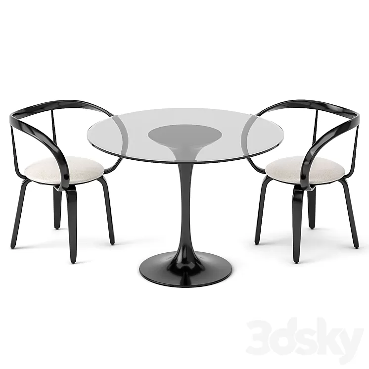 group with chairs apriori L (round table) OM 3D Model
