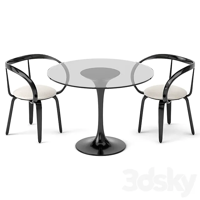 group with chairs apriori L (round table) OM 3DModel