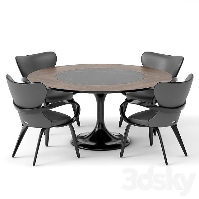group with chairs apriori S (round table) OM 3DModel