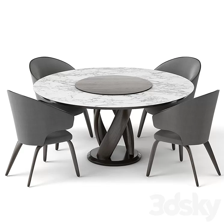 group with round table virtuos D 160 OM 3D Model