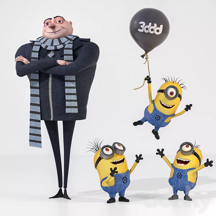 Gru and Minions 3D Model Gru and Minions 3D Model
