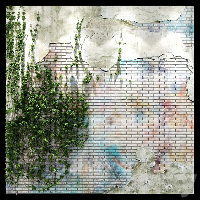 Grunge brick wall 3D Model