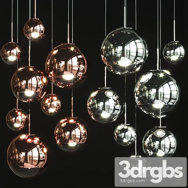 Gruppa Podvesnykh Svetilnikov Tom Dixon Mirror Ball Family Pendant 1 3D Model Download