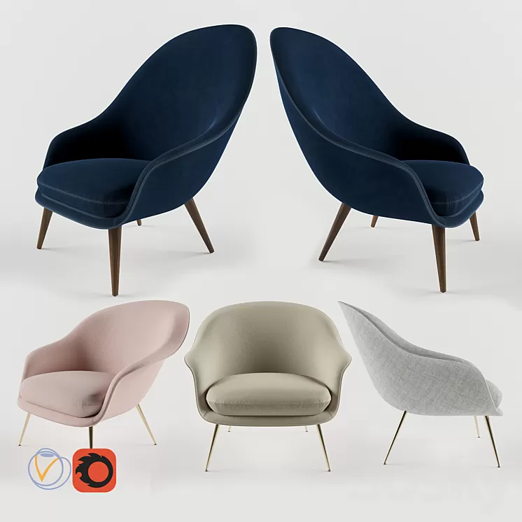 Gubi Bat Lounge Chair 3D Model