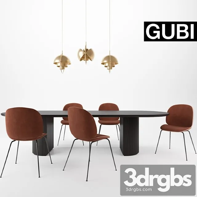 Gubi beetle chair moon table multi-lite pendant 2 3D Model Download