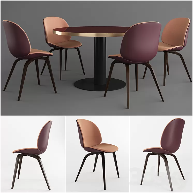 GUBI Beetle Dining Chair & GUBI 2.0 Dining Table 3D Model