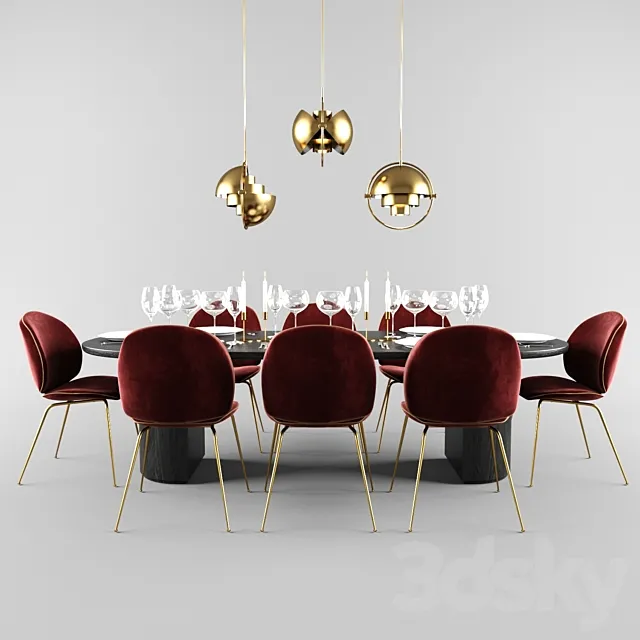 Gubi Beetle dining set 3D Model
