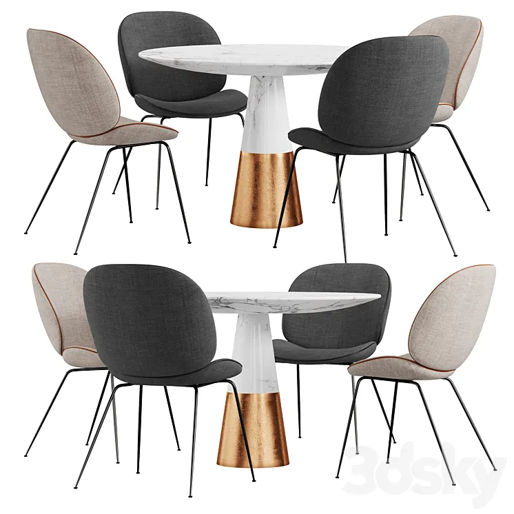 Gubi & CB2 Vex dining set 3D Model Free Download