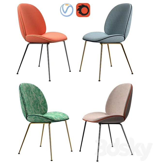 Gubi Chaise Beetle 3D Model Gubi Chaise Beetle 3D Model