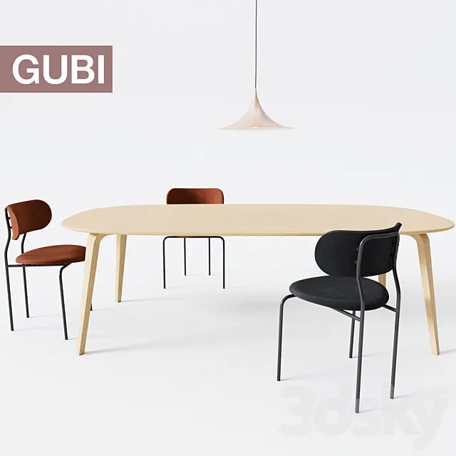 Gubi Coco Chair Dining Table Dining Table 3D Model
