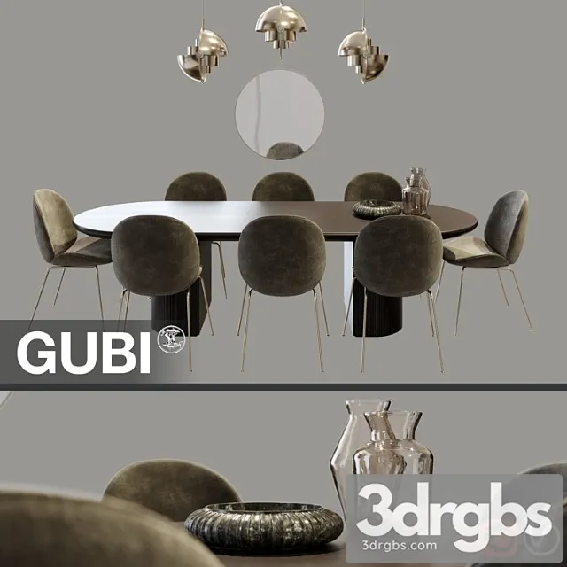 Gubi dining set 1 2 3D Model Download