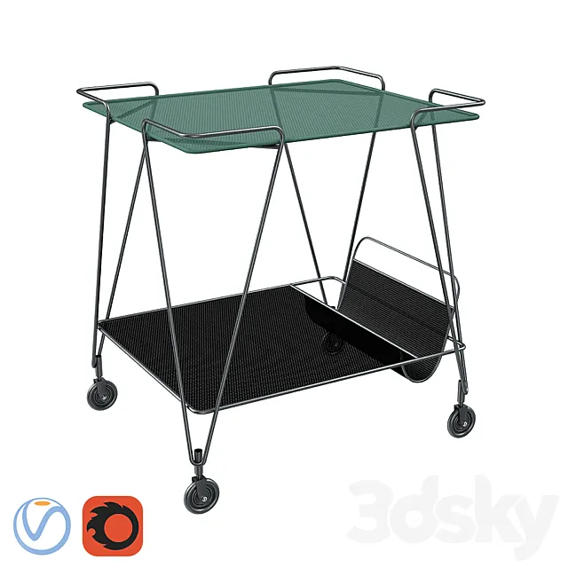 Gubi Mategot trolley 3D Model Gubi Mategot trolley 3D Model