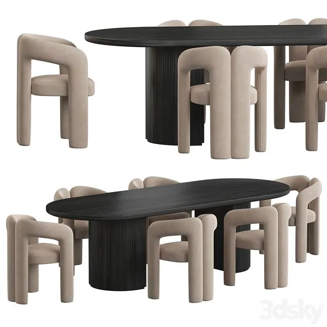 Gubi Moon Dining set 3D Model Gubi Moon Dining set 3D Model