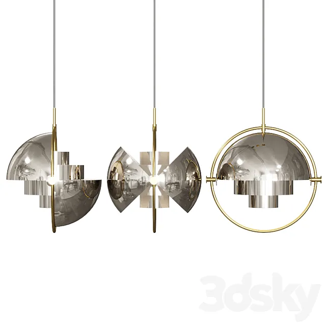 Gubi Multi Lite Pendant Louis Weisdorf Nickel 3D Model Gubi Multi Lite Pendant Louis Weisdorf Nickel 3D Model