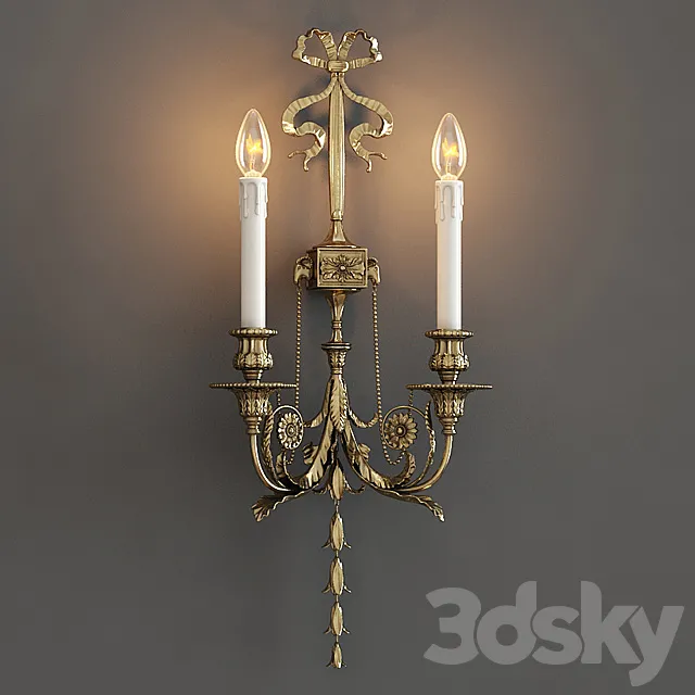 Guilded Ormolu Wall Lights with Lamps 3D Model