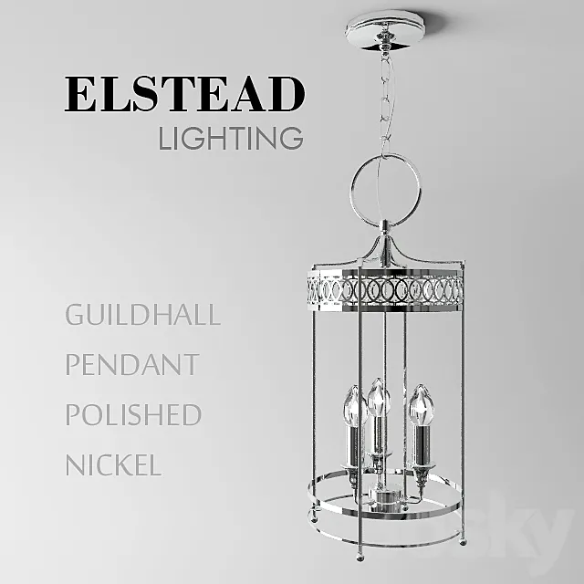 Guildhall Pendant Polished Nickel 3D Model Guildhall Pendant Polished Nickel 3D Model