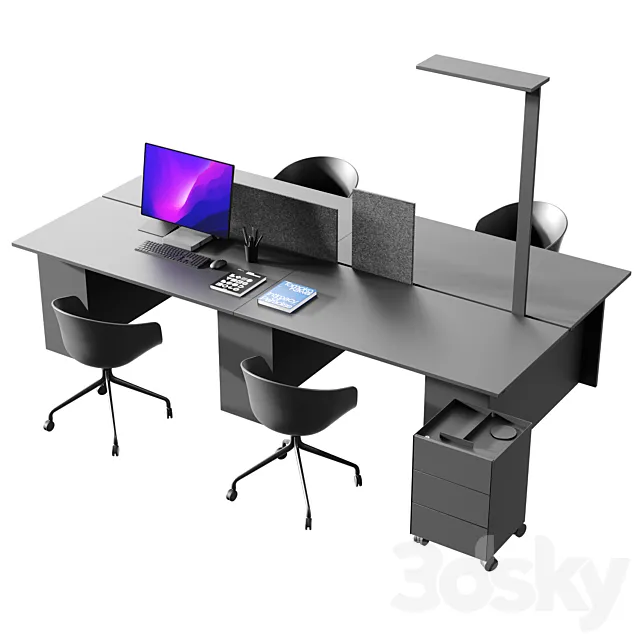 Gumpo Office table set (corona 7+ vray) 3DModel