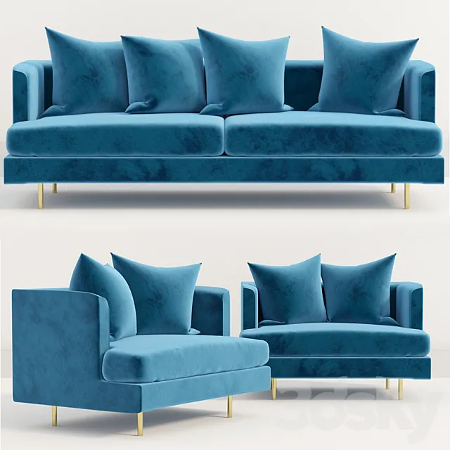 Gus Modern Margot Sofa Velvet Midnight 3D Model Gus Modern Margot Sofa Velvet Midnight 3D Model