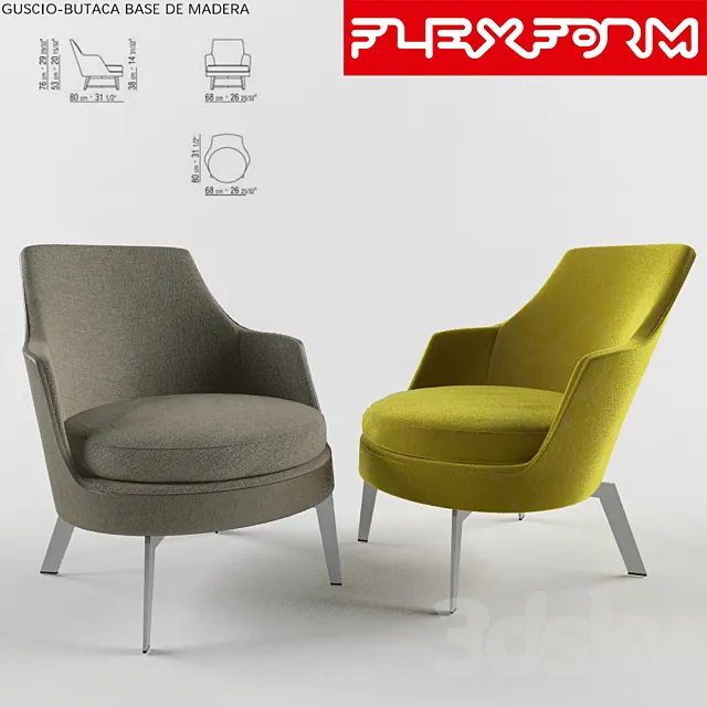 Guscio by Flexform 3DModel Guscio by Flexform 3DModel