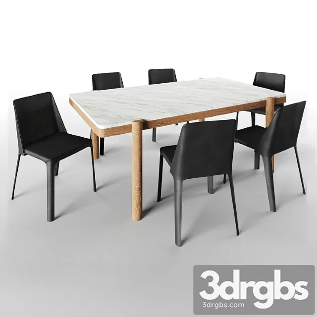 Gustav table and isabelle chair 2 3D Model Download