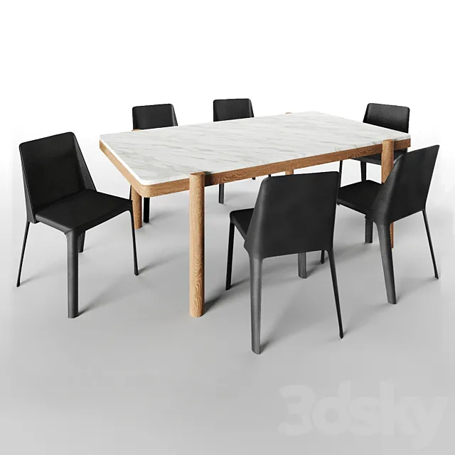 Gustav Table and Isabelle Chair 3DModel