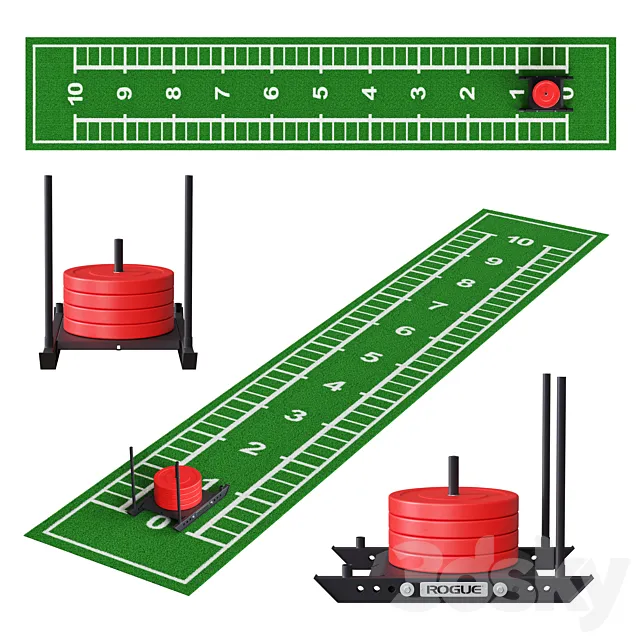 Gym Sports Flooring – Grass Track and Sled 3D Model