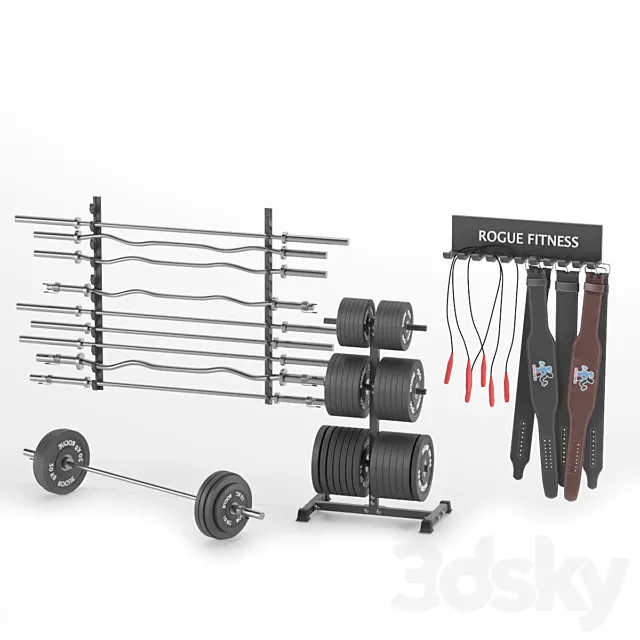 Gym-Tools-Fitness-Body-Building-set-05 3D Model