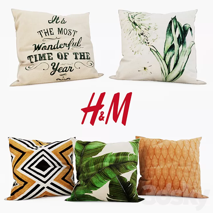 H & M Home – Decorative Pillows set 11 3D Model H & M Home – Decorative Pillows set 11 3D Model