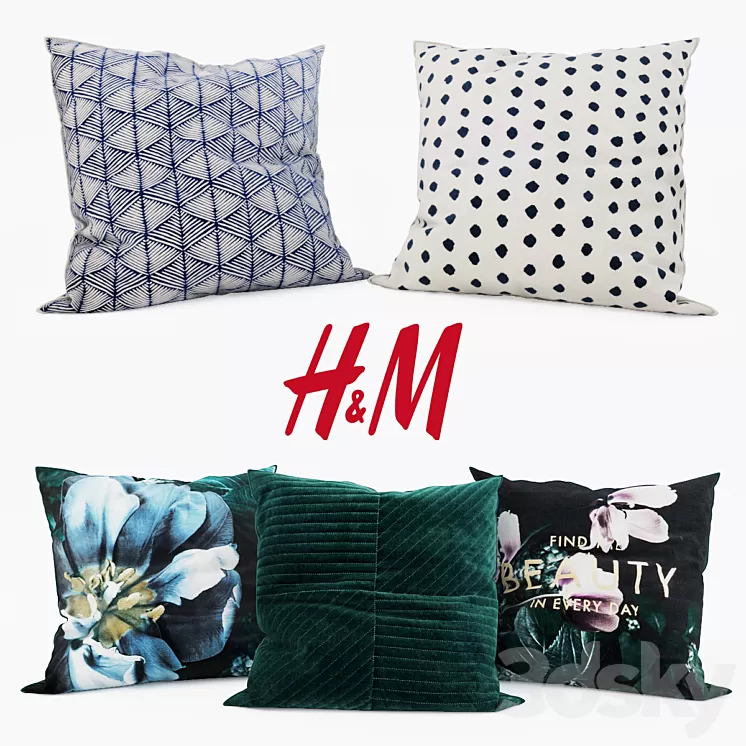 H & M Home – Decorative Pillows set 12 3D Model H & M Home – Decorative Pillows set 12 3D Model