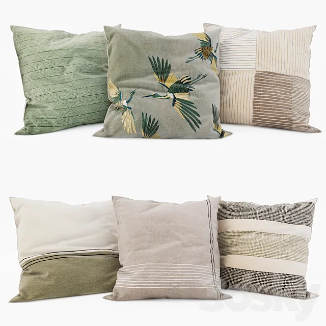 H & M Home – Decorative Pillows set 14 3D Model H & M Home – Decorative Pillows set 14 3D Model