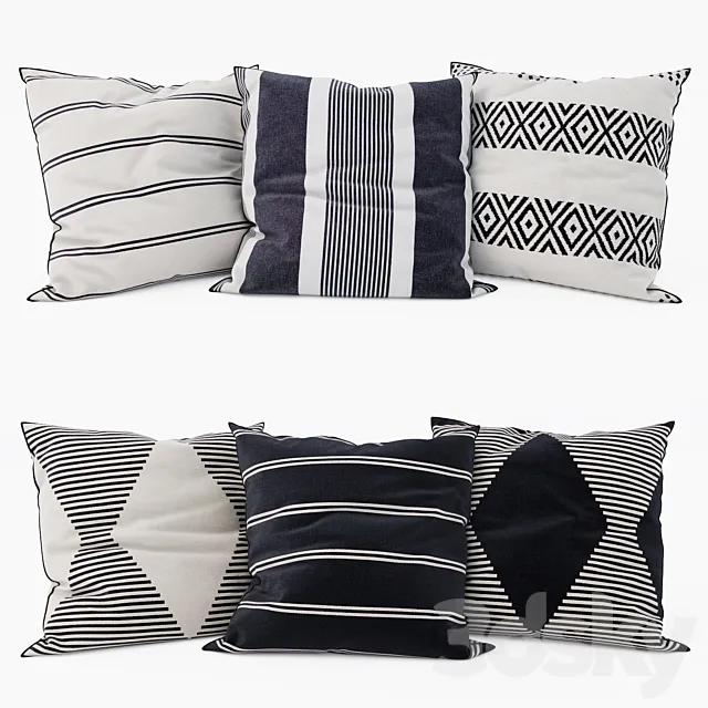 H & M Home – Decorative Pillows set 19 3DModel H & M Home – Decorative Pillows set 19 3DModel