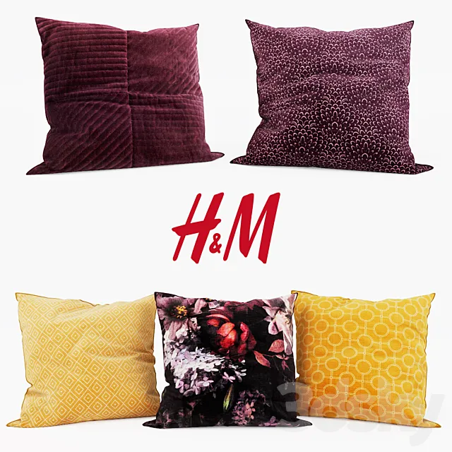 H & M Home – Decorative Pillows set 5 3D Model H & M Home – Decorative Pillows set 5 3D Model