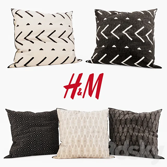 H & M Home – Decorative Pillows set 8 3D Model H & M Home – Decorative Pillows set 8 3D Model