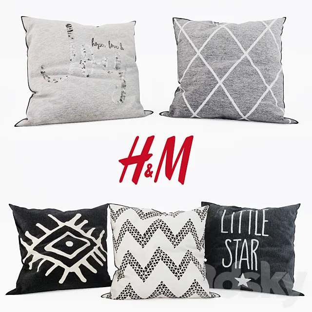 H & M Home – Decorative Pillows set 9 3DModel H & M Home – Decorative Pillows set 9 3DModel