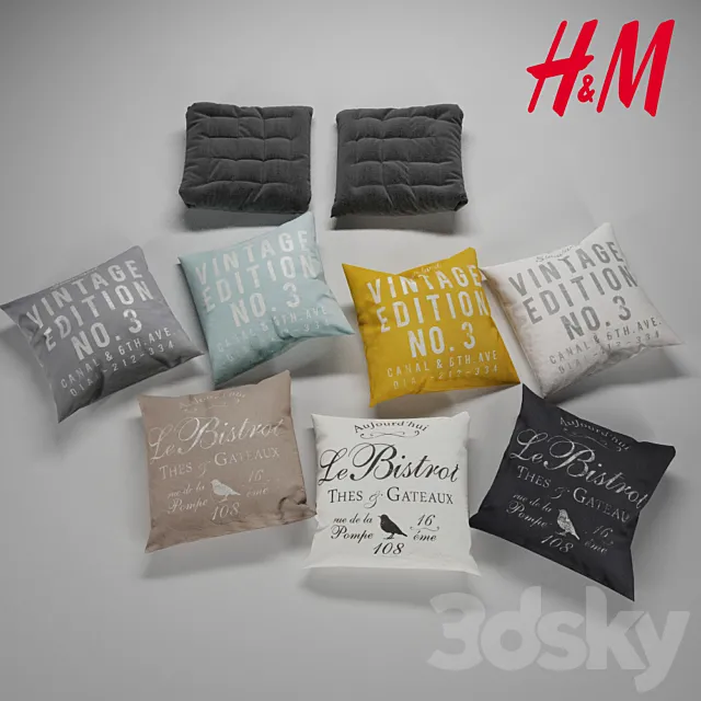 H & M Vintage pillow set 3DModel H & M Vintage pillow set 3DModel
