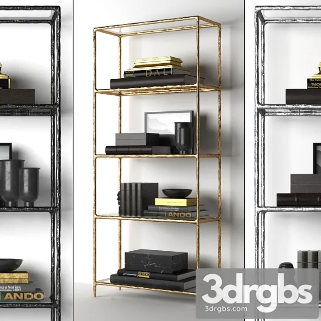 Haddeus forged brass & glass open shelving 2 3D Model Download Haddeus forged brass & glass open shelving 2 3D Model Download