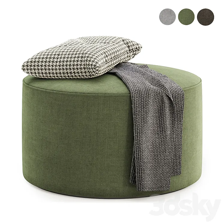 Hadleigh Fabric Large Round Stool 3D Model Free Download