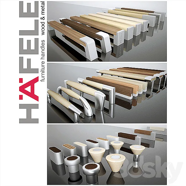 Hafele handles-Wood and metal 3DModel Hafele handles-Wood and metal 3DModel