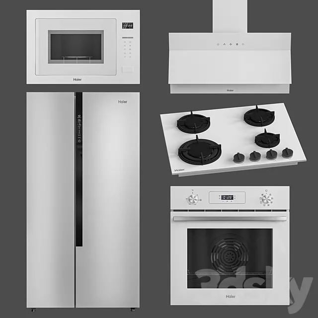 Haier kitchen set white 3D Model Haier kitchen set white 3D Model