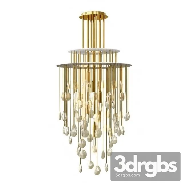 Hailee Med Chandelier Natural Brass Crystal 3D Model Download
