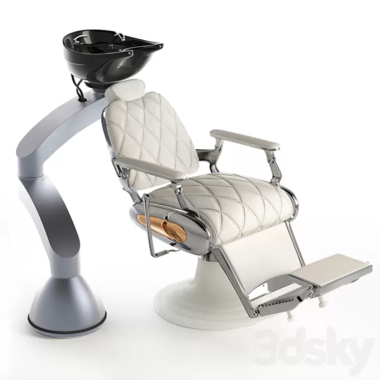 Hairdresser washing with armchair 3D Model
