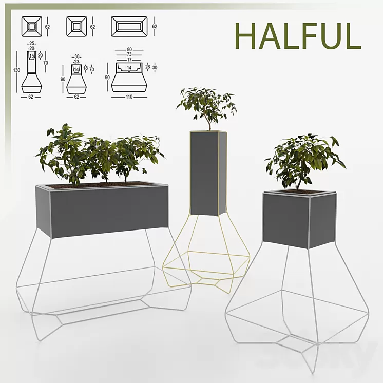 HALFUL plastic vase with a metal frame 3D Model HALFUL plastic vase with a metal frame 3D Model