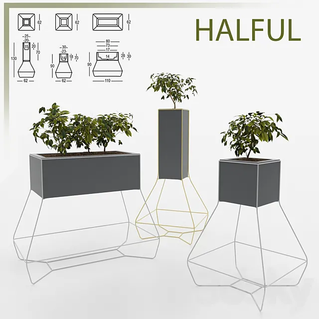 HALFUL plastic vase with a metal frame 3DModel HALFUL plastic vase with a metal frame 3DModel