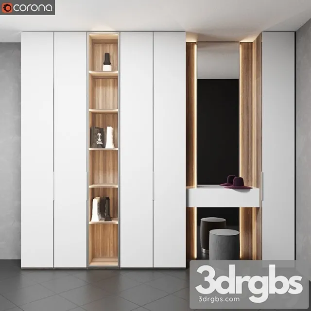 Hall wardrobe olivieri glass 2 3D Model Download