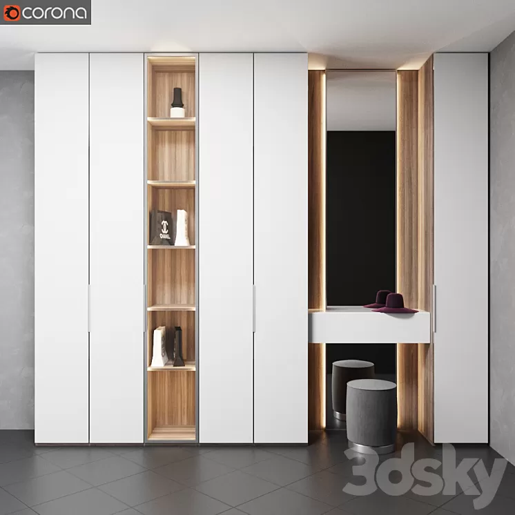 Hall Wardrobe OLIVIERI GLASS 3D Model