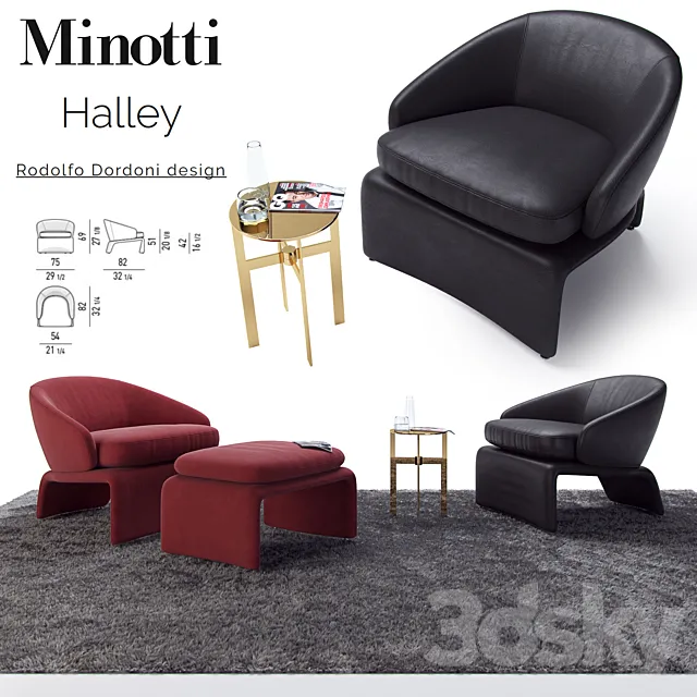 Halley Armchair _ Minotti Halley 3D Model